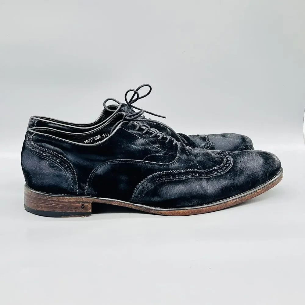 John Varvatos Shoes Mens 15 Black elvet Wingtip Oxford Fleetwood Distressed